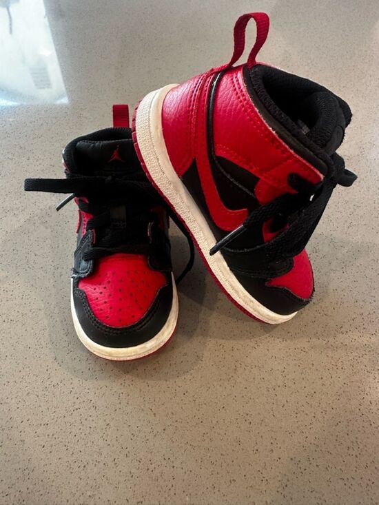 Jordan Other - Nike Air Jordan Mid Sneakers Black and Red Toddler Size US 6C